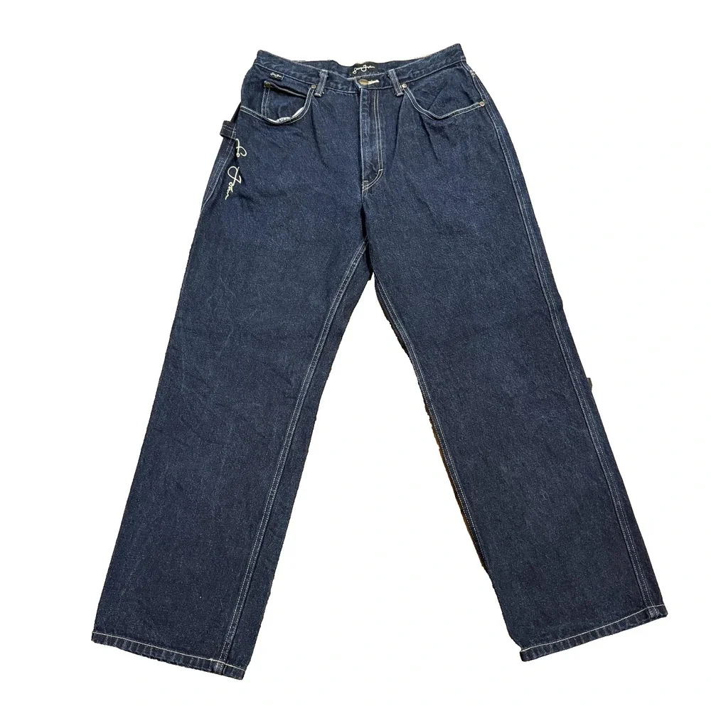 Sean John Jeans Mens 32 Blue Carpenter Denim Relaxed Fit Utility Workwear